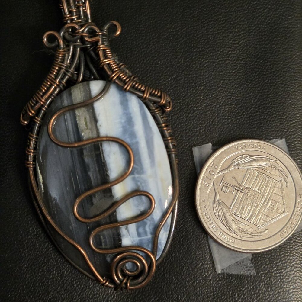 Blue Lace Agate Copper Wrapped Pendent